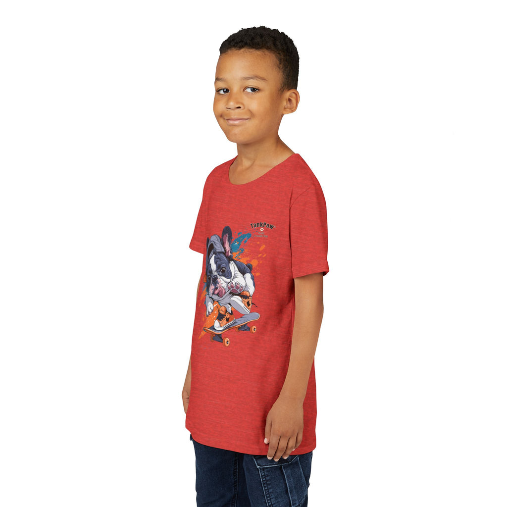 Youth Skateboarding French Bulldog Tee — Cute Skate Pup Graphic Shirt