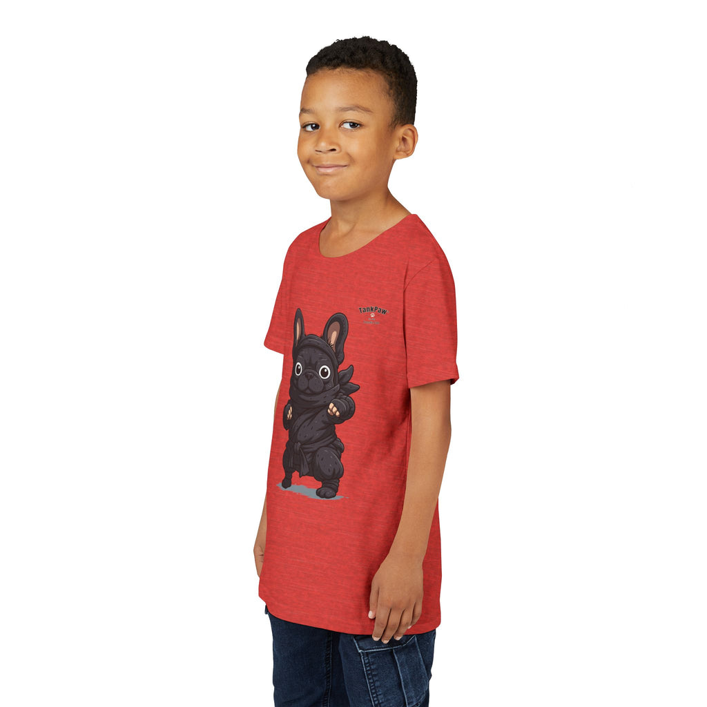 Kids Cute Black French Bulldog Tee – 'TARBUN' Cartoon Pup Youth T-Shirt
