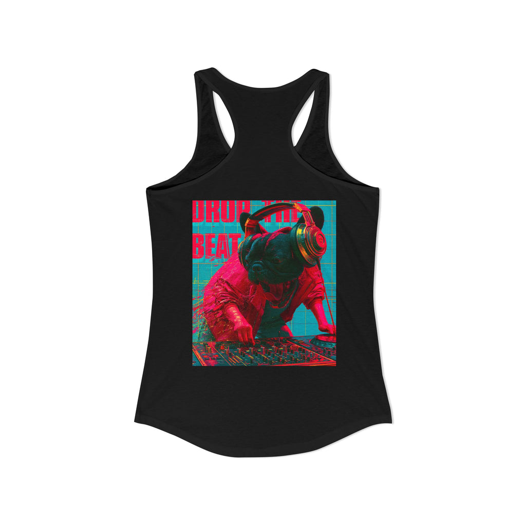 TankPaw™ Women's Frenchie Graphic T-Shirt — "DJ Dog" Design — Music Festival Theme