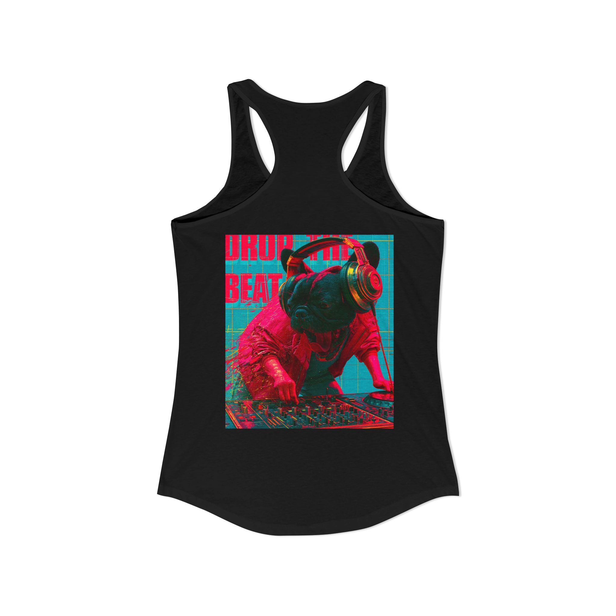 TankPaw™ Women's Frenchie Graphic T-Shirt — "DJ Dog" Design — Music Festival Theme
