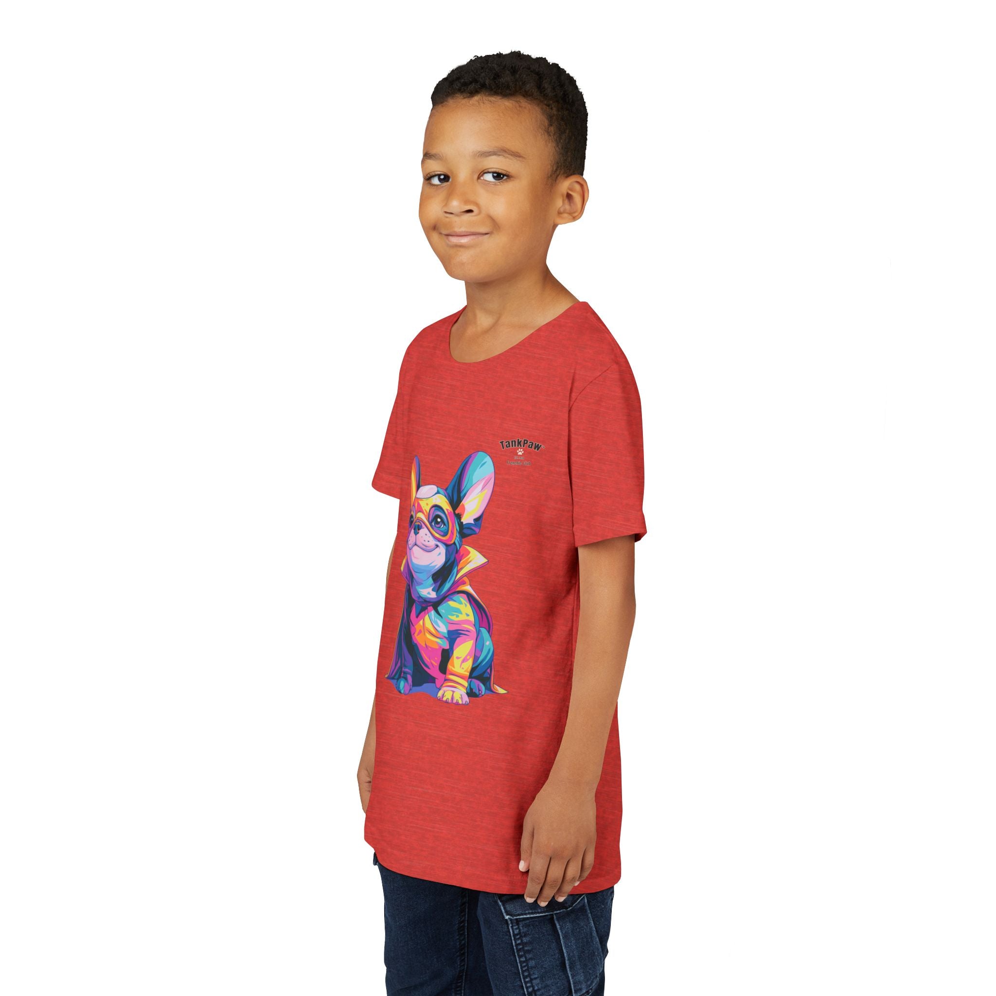 Kids Superhero French Bulldog Tee — Colorful Puppy Costume Youth Shirt