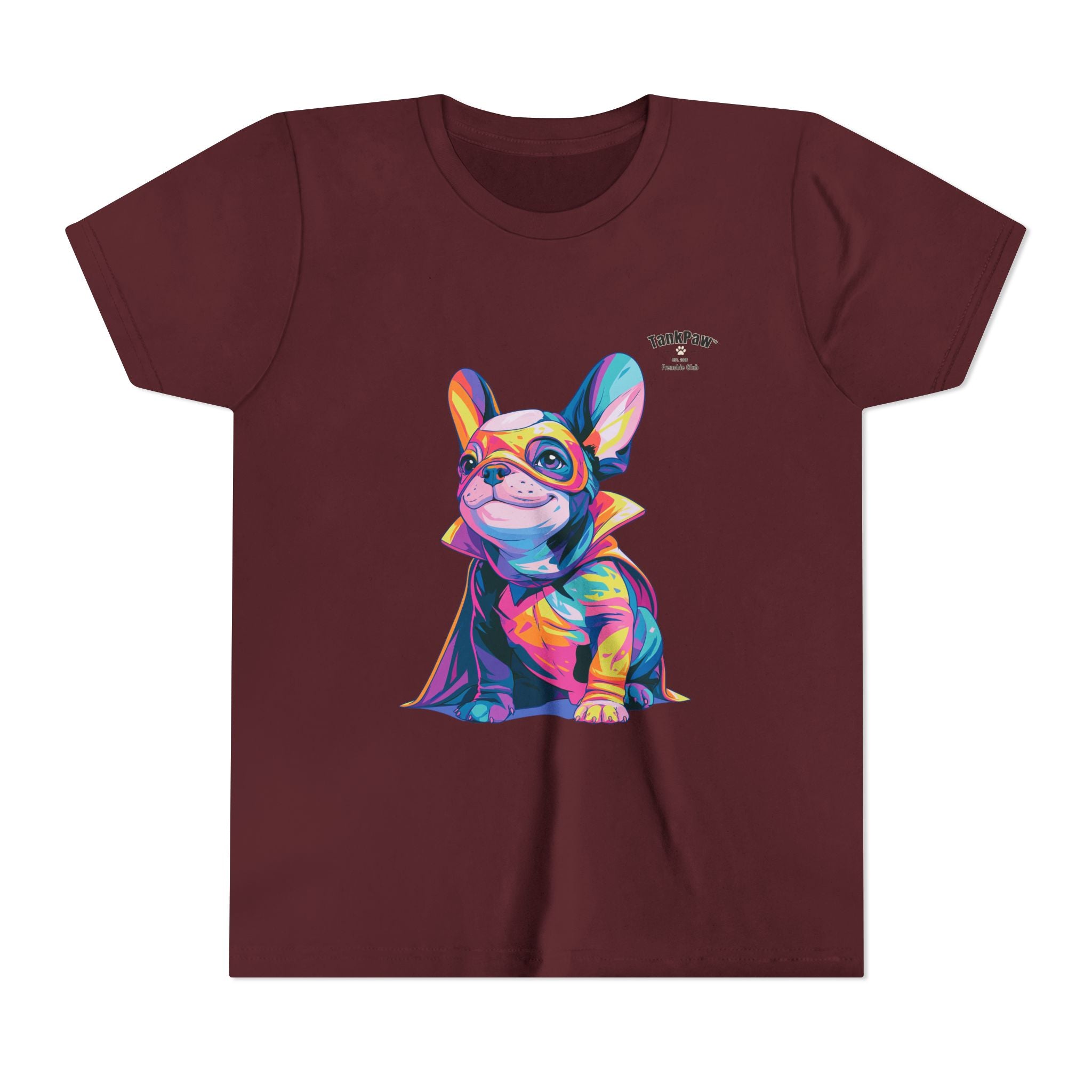 Kids Superhero French Bulldog Tee — Colorful Puppy Costume Youth Shirt