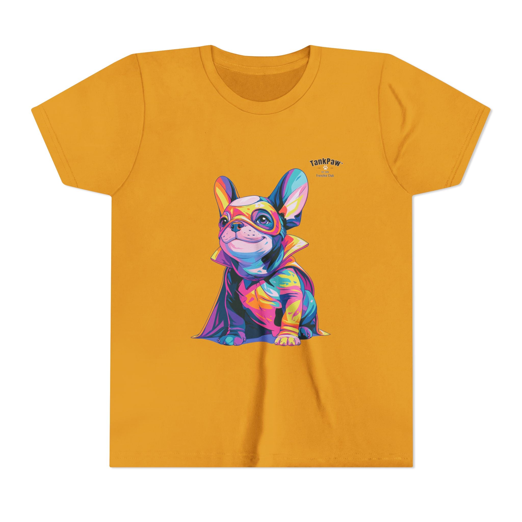Kids Superhero French Bulldog Tee — Colorful Puppy Costume Youth Shirt