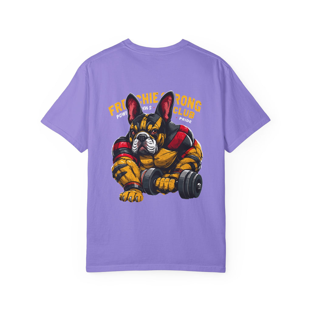 Frenchie Strong Club T‑Shirt — French Bulldog Weightlifting Graphic Tee