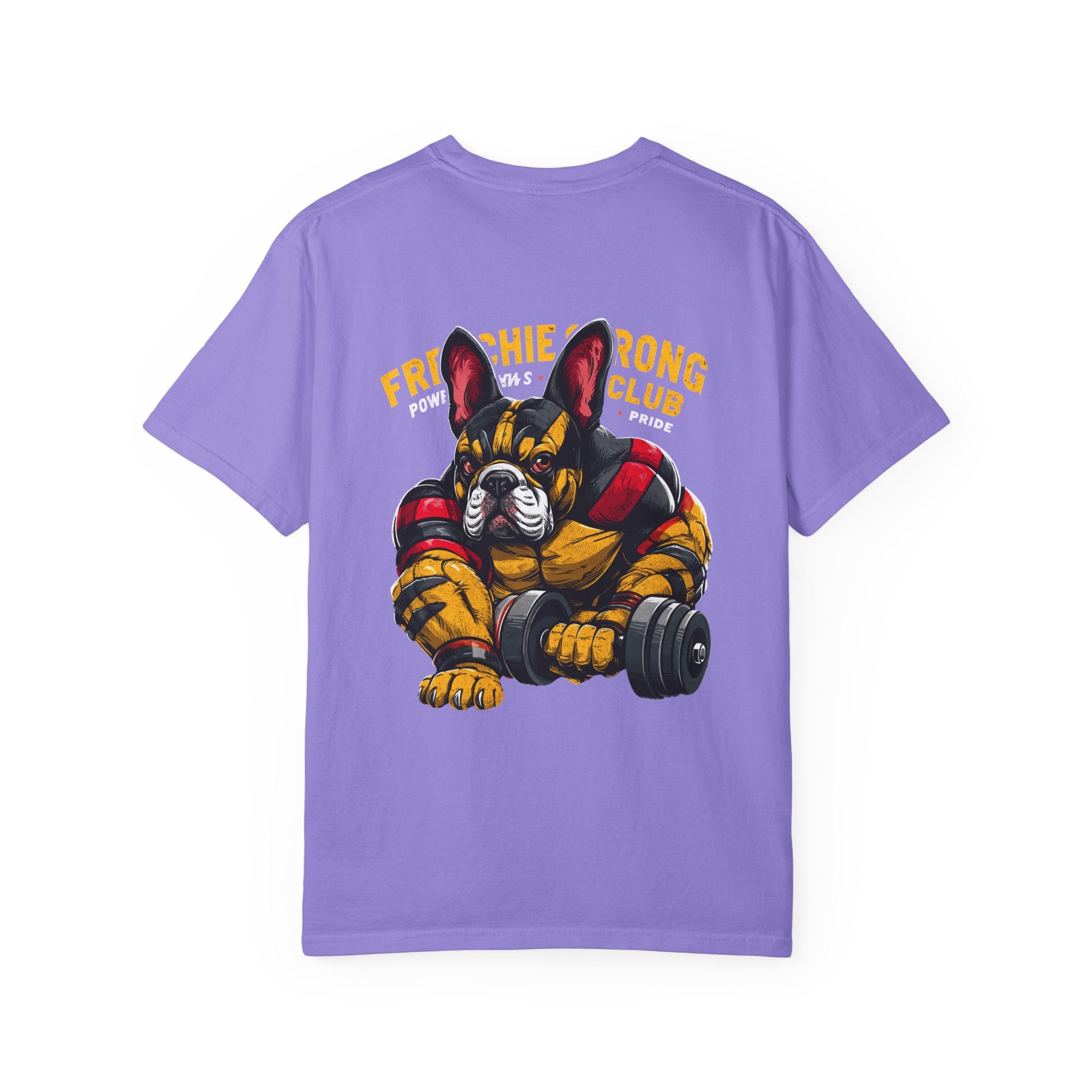 Frenchie Strong Club T‑Shirt — French Bulldog Weightlifting Graphic Tee