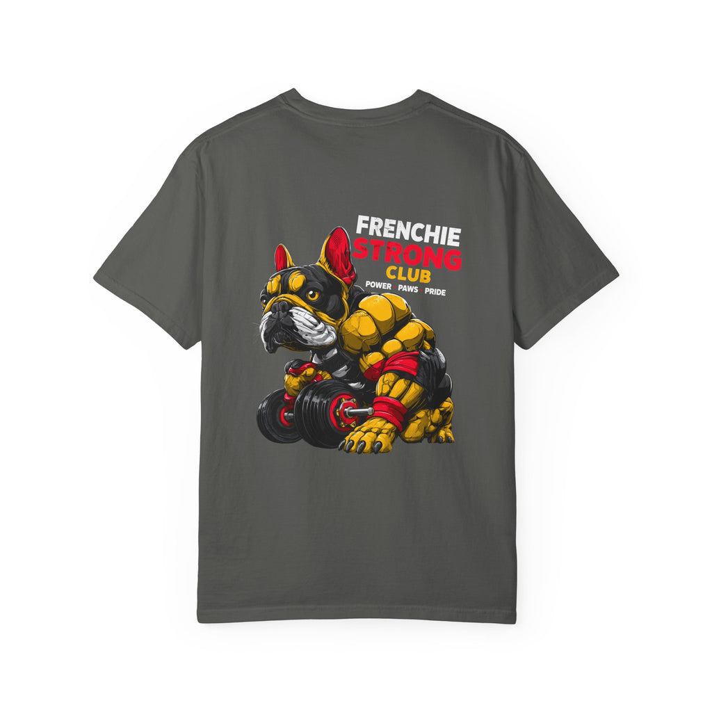 "Frenchie Strong Club" Muscular Dog Pet T-Shirt — Cute Frenchie Weightlifting Graphic Tee
