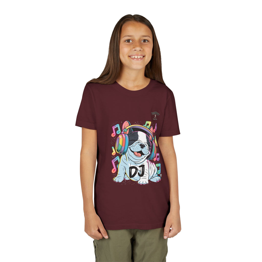 DJ Bulldog Kids Tee — Colorful Headphones Music T-Shirt for Boys & Girls