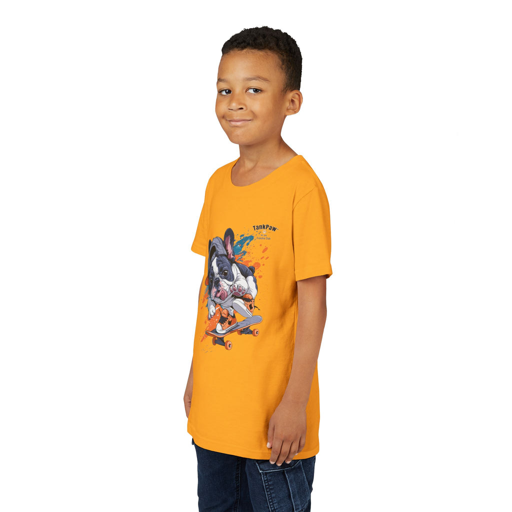 Youth Skateboarding French Bulldog Tee — Cute Skate Pup Graphic Shirt