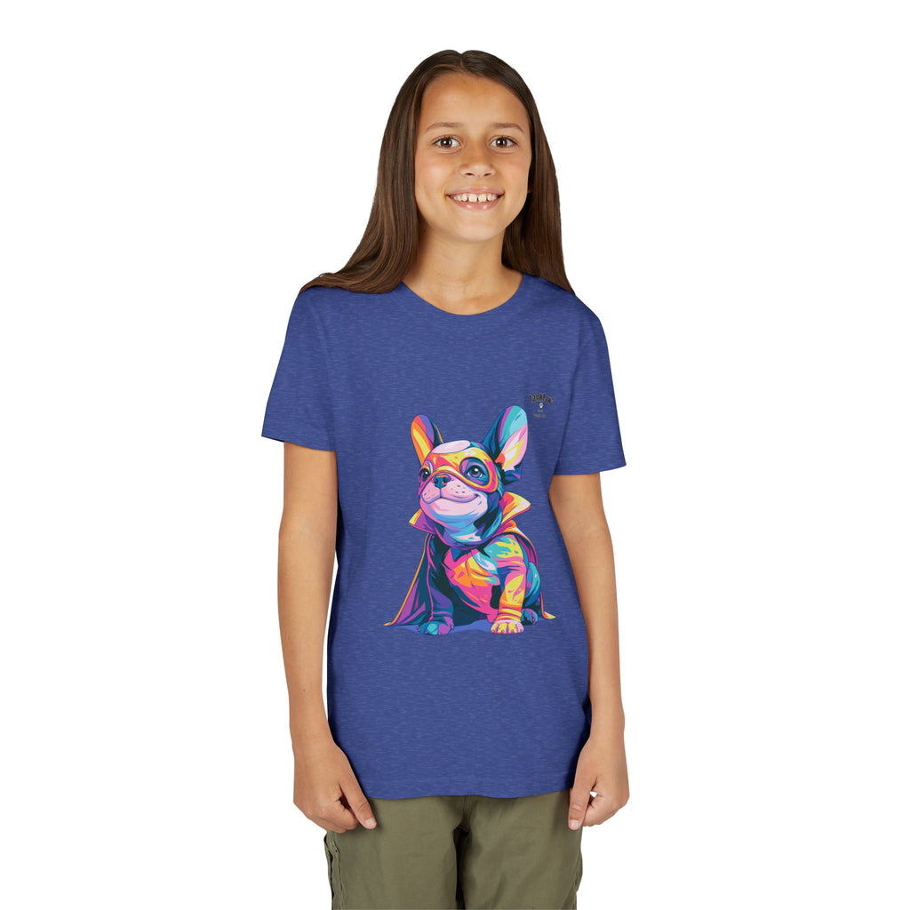 Kids Superhero French Bulldog Tee — Colorful Puppy Costume Youth Shirt