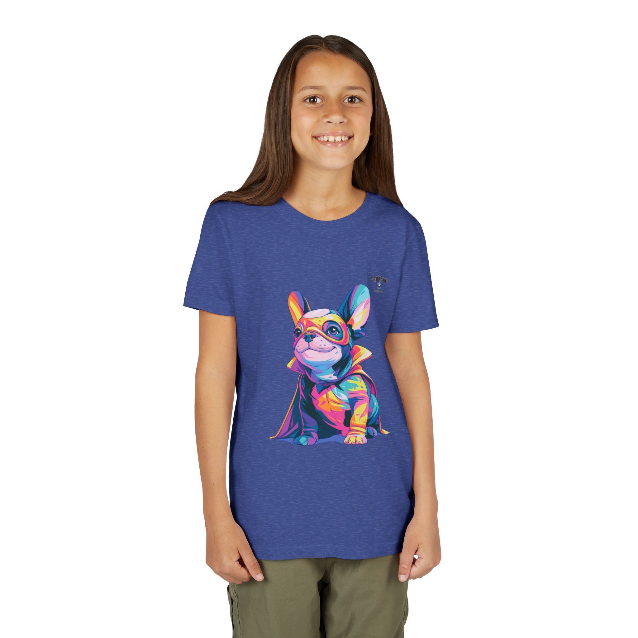 Kids Superhero French Bulldog Tee — Colorful Puppy Costume Youth Shirt
