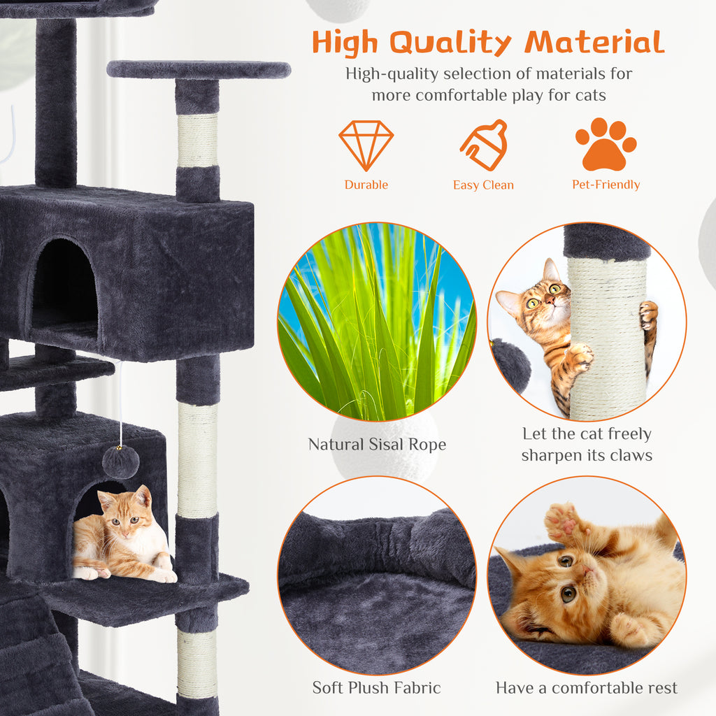 Multi-Level Cat Tree House | Cat Tower with Scratching Posts & Climbing Platform for Indoor Cats