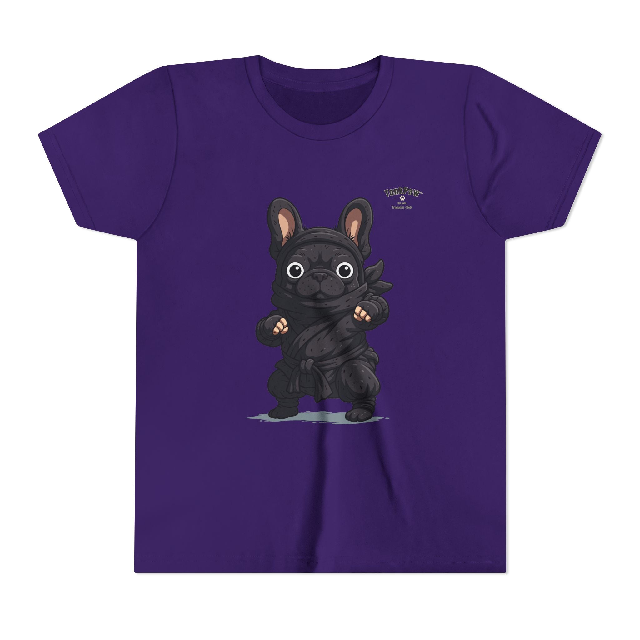 Kids Cute Black French Bulldog Tee – 'TARBUN' Cartoon Pup Youth T-Shirt