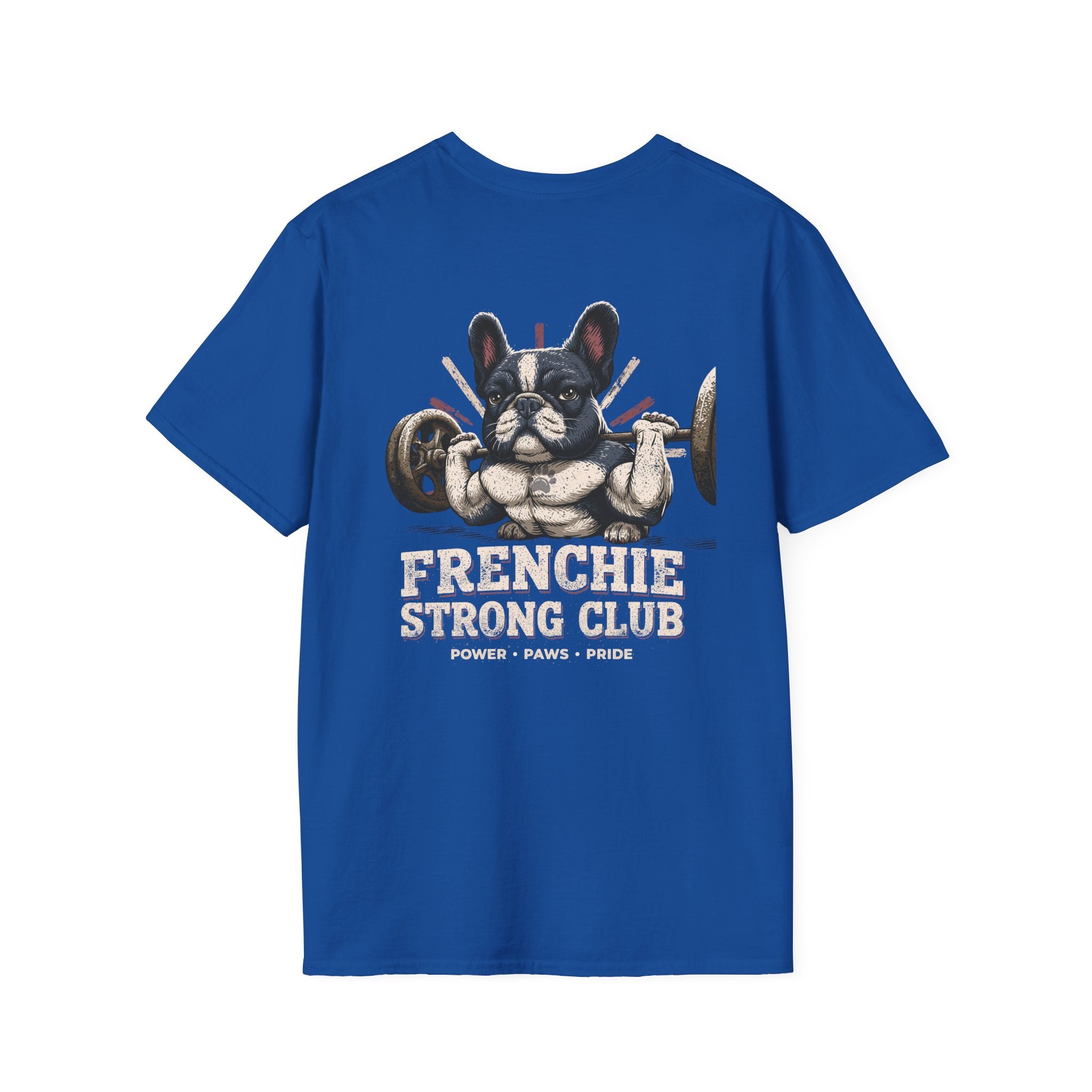Gym French Bulldog T-Shirt – Fitness Frenchie Workout Shirt for Dog Lovers — Minimal Couples Graphic T-Shirt