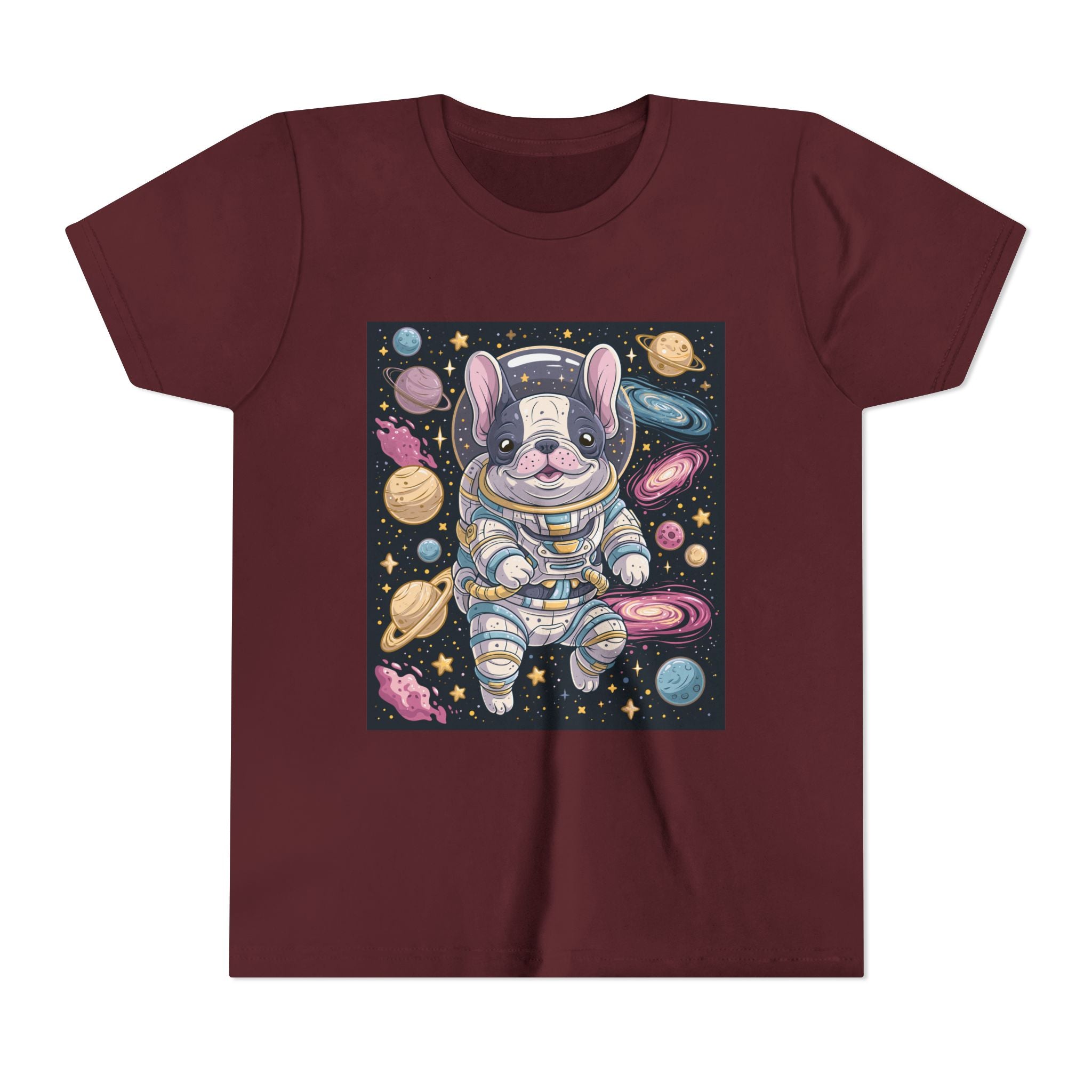 Kids Astronaut French Bulldog Tee — Space Puppy Graphic Youth T‑Shirt