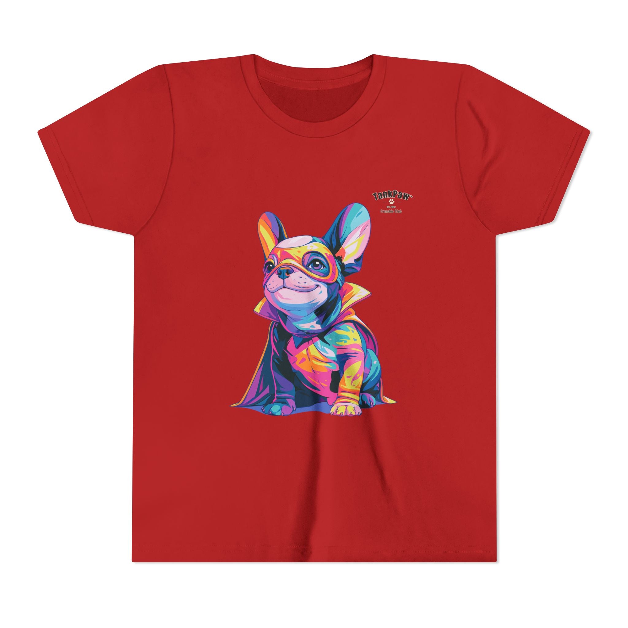Kids Superhero French Bulldog Tee — Colorful Puppy Costume Youth Shirt