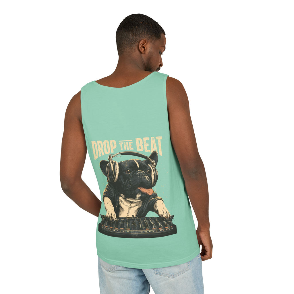 Music Festival Tank Top – "Drop the Beat" Frenchie DJ Graphic Tank