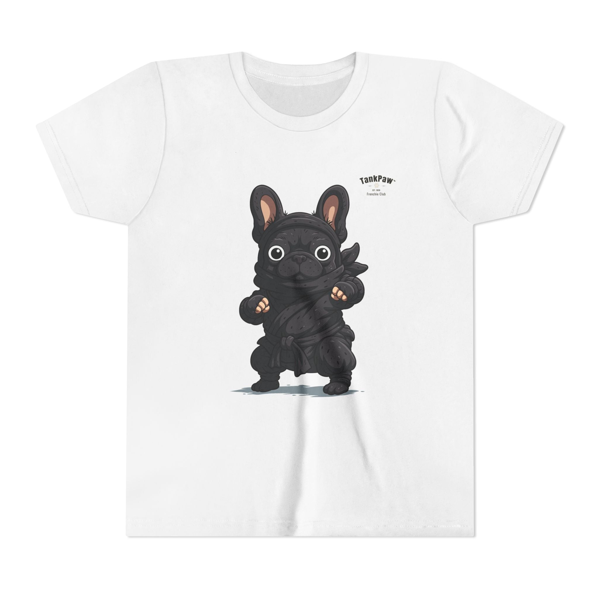 Kids Cute Black French Bulldog Tee – 'TARBUN' Cartoon Pup Youth T-Shirt