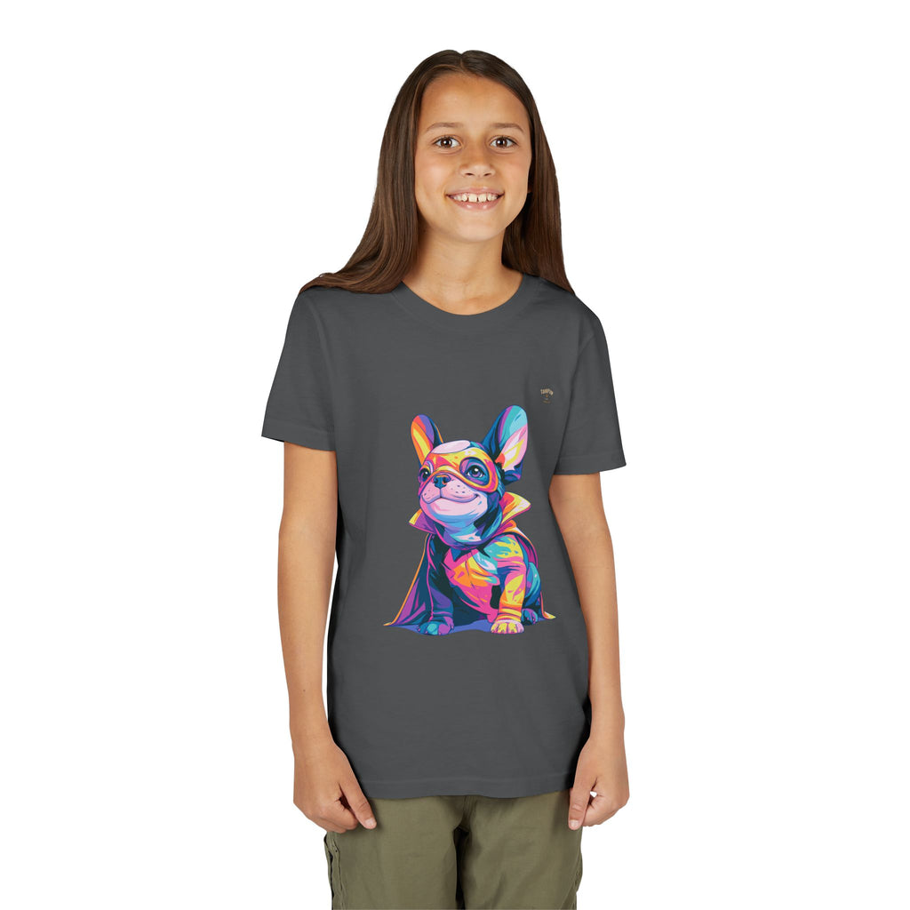 Kids Superhero French Bulldog Tee — Colorful Puppy Costume Youth Shirt