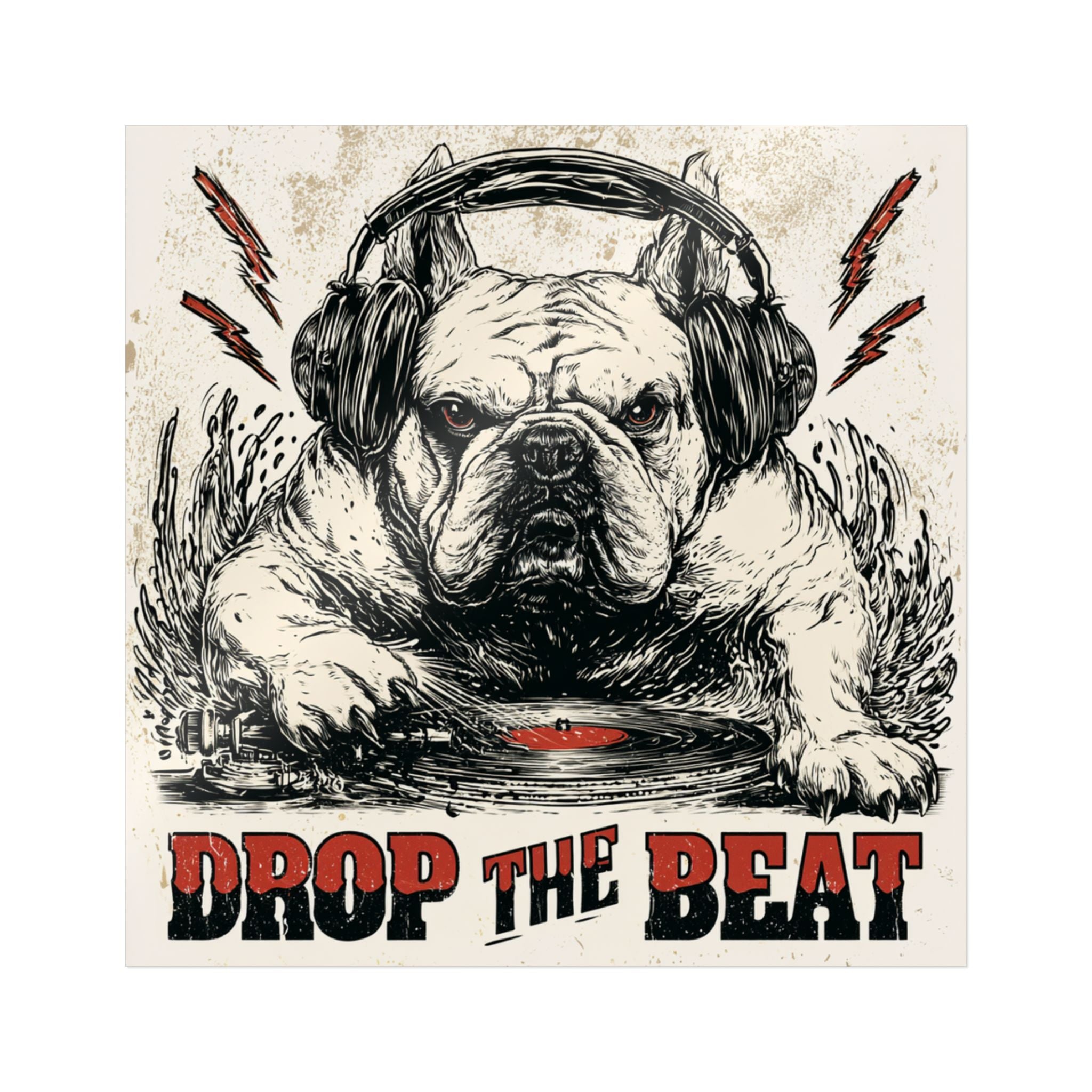 French Bulldog Sticker – Cute Frenchie DTF Decal | Waterproof Sticker for Dog Lovers | Suitable for Laptops, Phones, and Cars | EDM DJ Vinyl Record Design