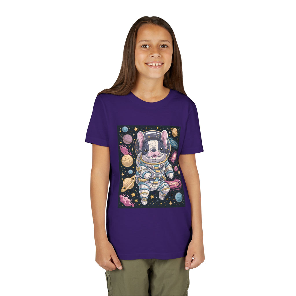 Kids Astronaut French Bulldog Tee — Space Puppy Graphic Youth T‑Shirt