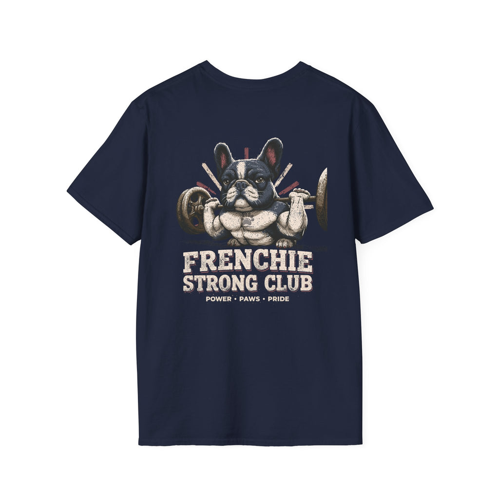 Gym French Bulldog T-Shirt – Fitness Frenchie Workout Shirt for Dog Lovers — Minimal Couples Graphic T-Shirt