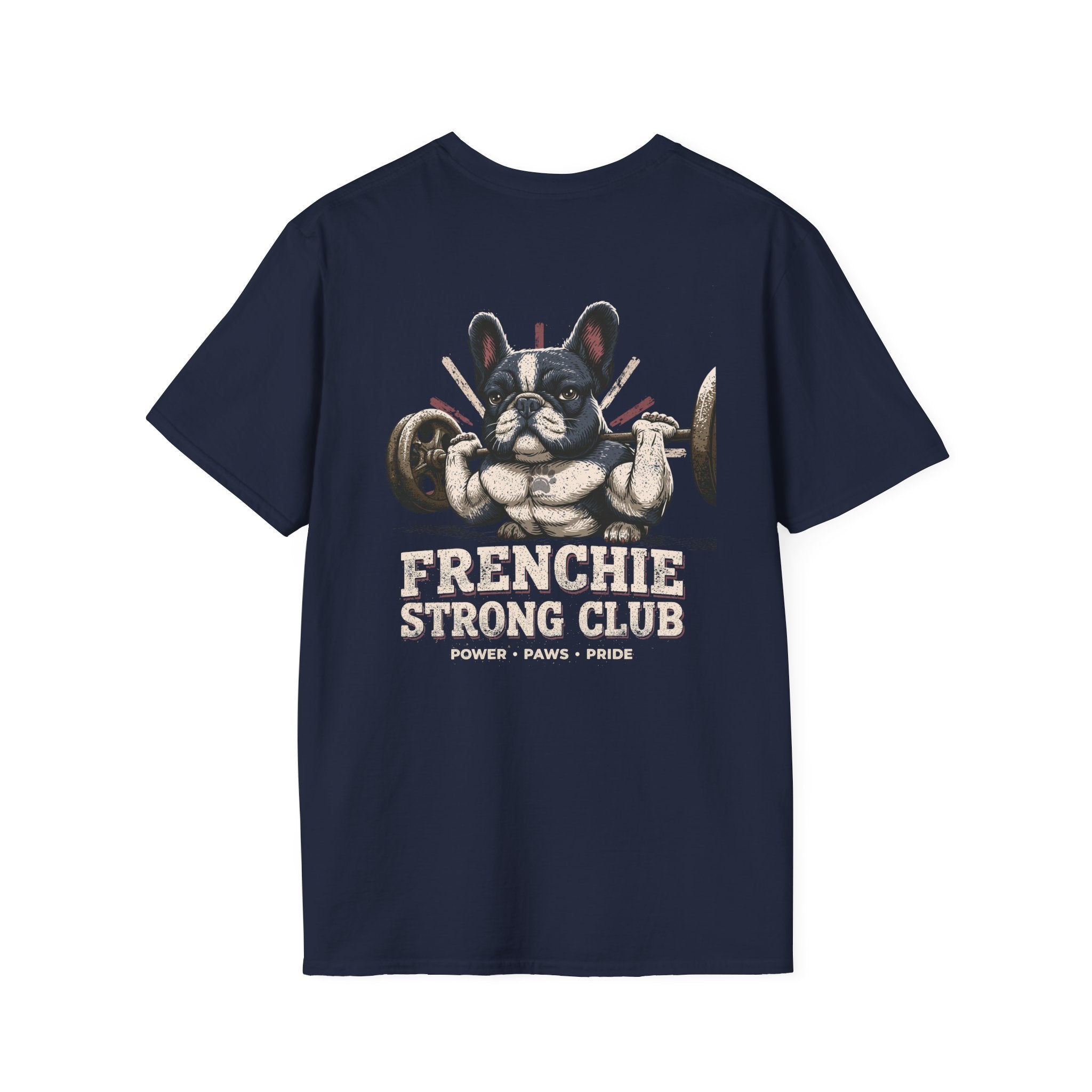 Gym French Bulldog T-Shirt – Fitness Frenchie Workout Shirt for Dog Lovers — Minimal Couples Graphic T-Shirt