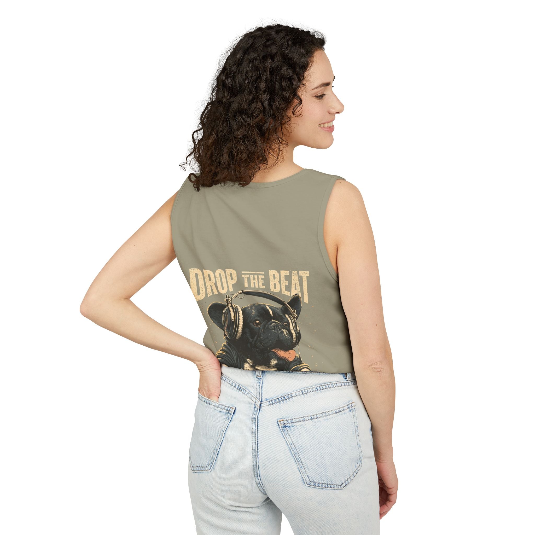 Music Festival Tank Top – "Drop the Beat" Frenchie DJ Graphic Tank