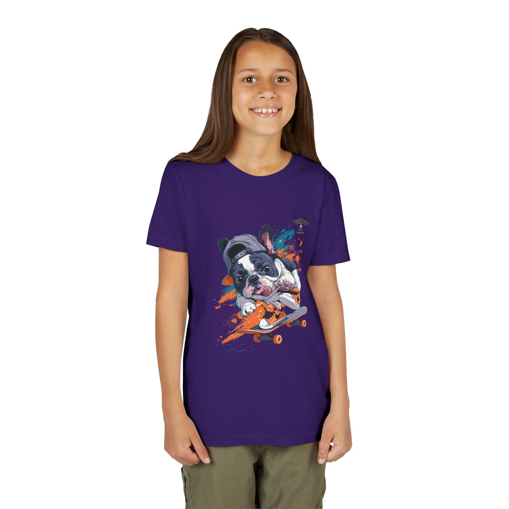 Youth Skateboarding French Bulldog Tee — Cute Skate Pup Graphic Shirt