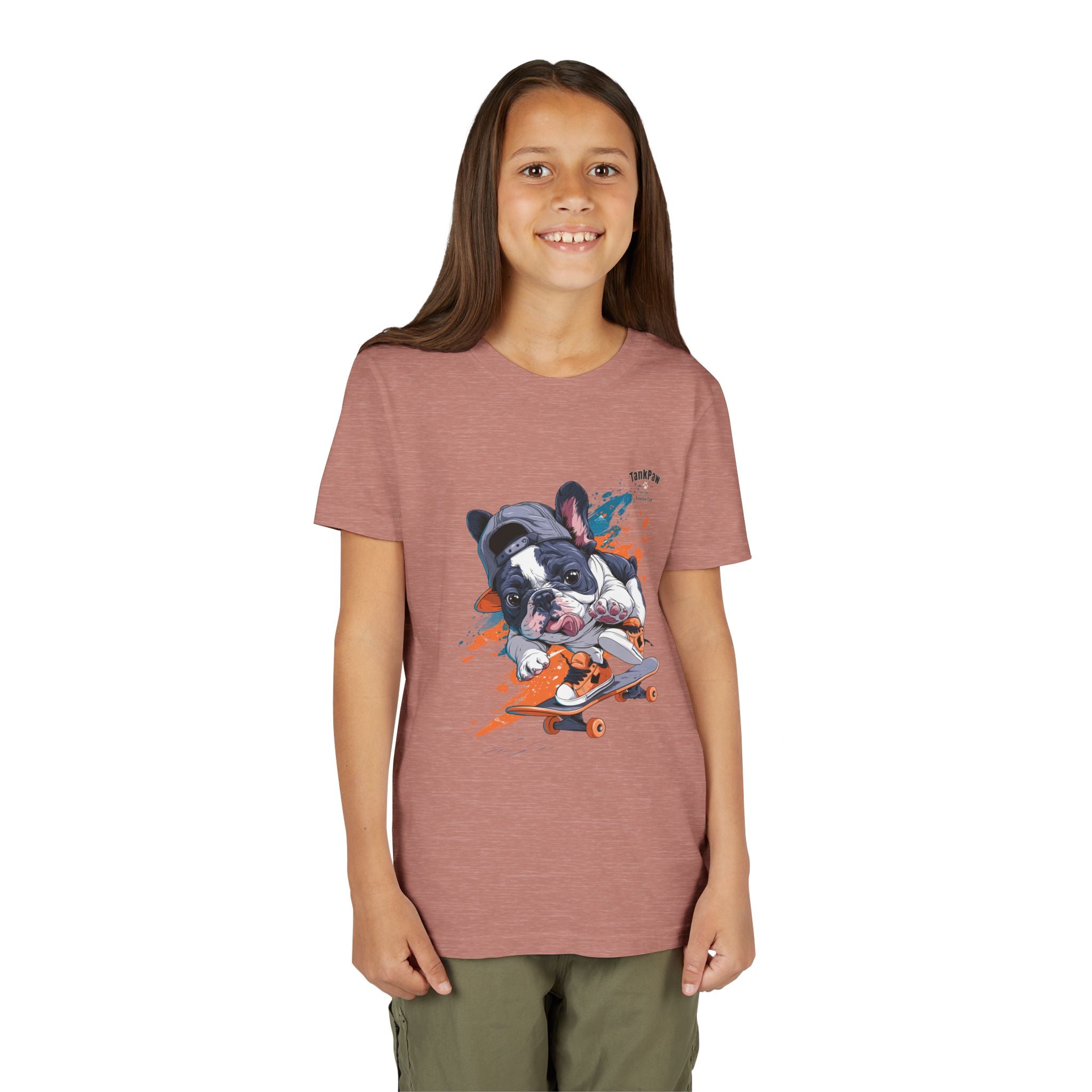 Youth Skateboarding French Bulldog Tee — Cute Skate Pup Graphic Shirt