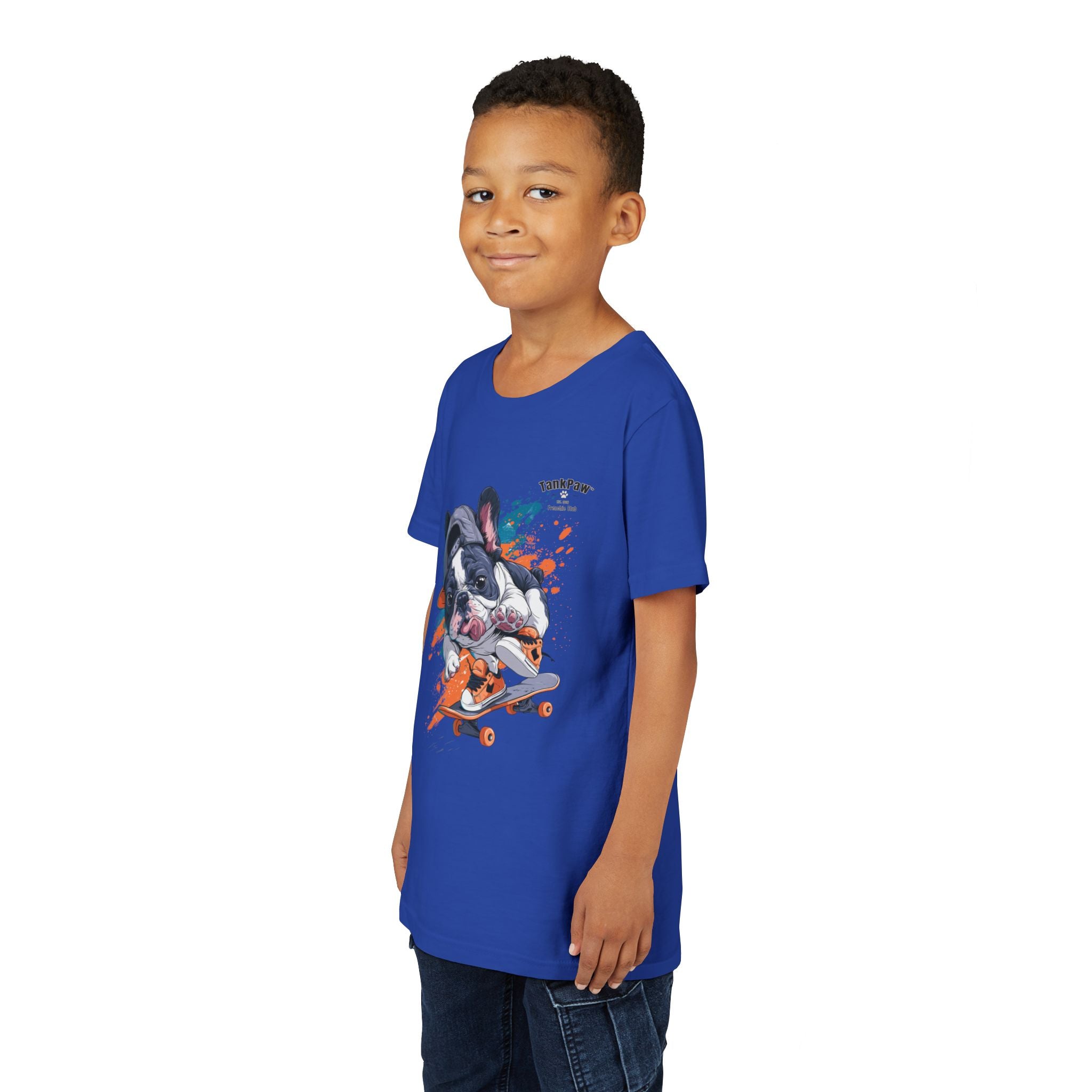Youth Skateboarding French Bulldog Tee — Cute Skate Pup Graphic Shirt