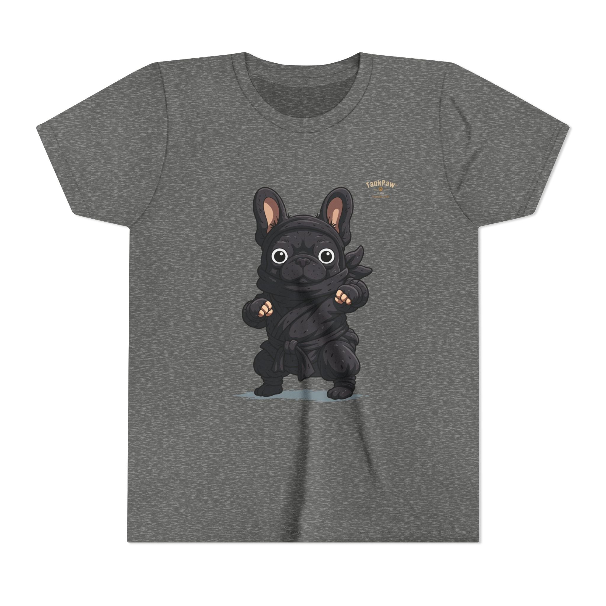 Kids Cute Black French Bulldog Tee – 'TARBUN' Cartoon Pup Youth T-Shirt