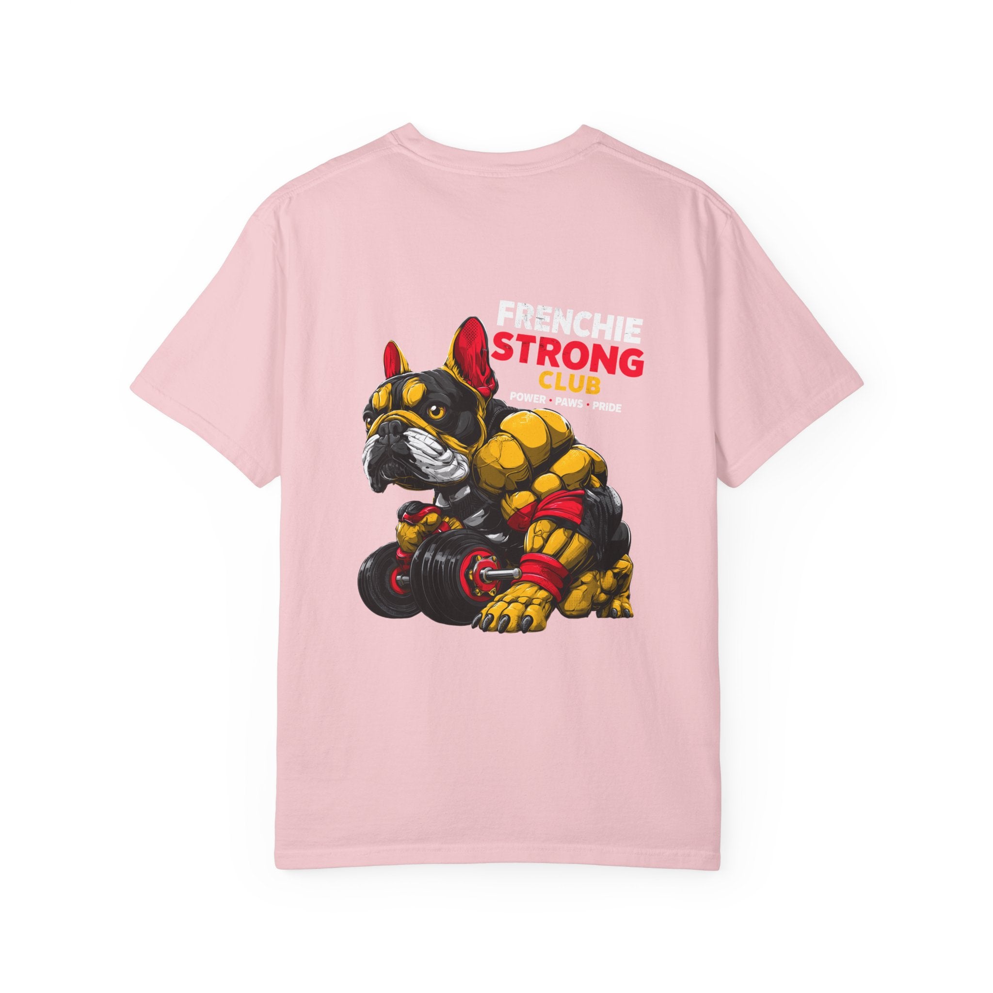"Frenchie Strong Club" Muscular Dog Pet T-Shirt — Cute Frenchie Weightlifting Graphic Tee