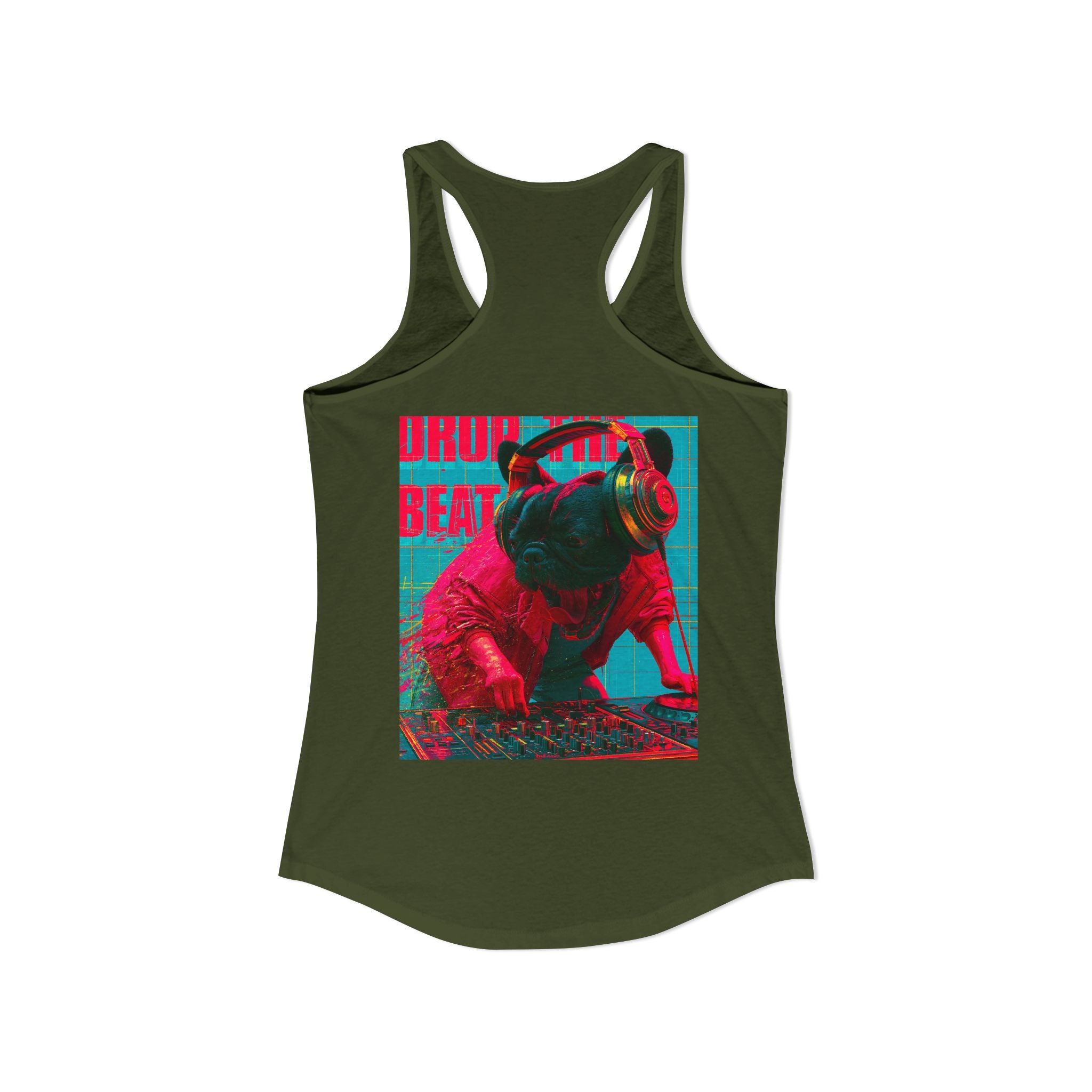 TankPaw™ Women's Frenchie Graphic T-Shirt — "DJ Dog" Design — Music Festival Theme