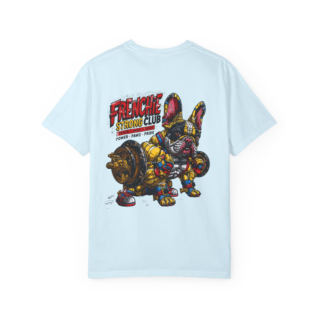Frenchie Strong Club T-Shirt — Graphic French Bulldog Weightlifting Tee