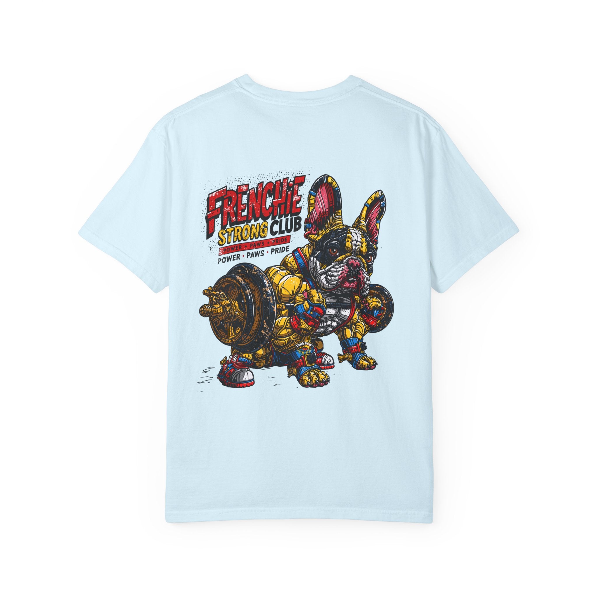 Frenchie Strong Club T-Shirt — Graphic French Bulldog Weightlifting Tee