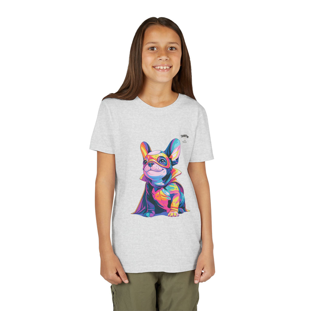 Kids Superhero French Bulldog Tee — Colorful Puppy Costume Youth Shirt
