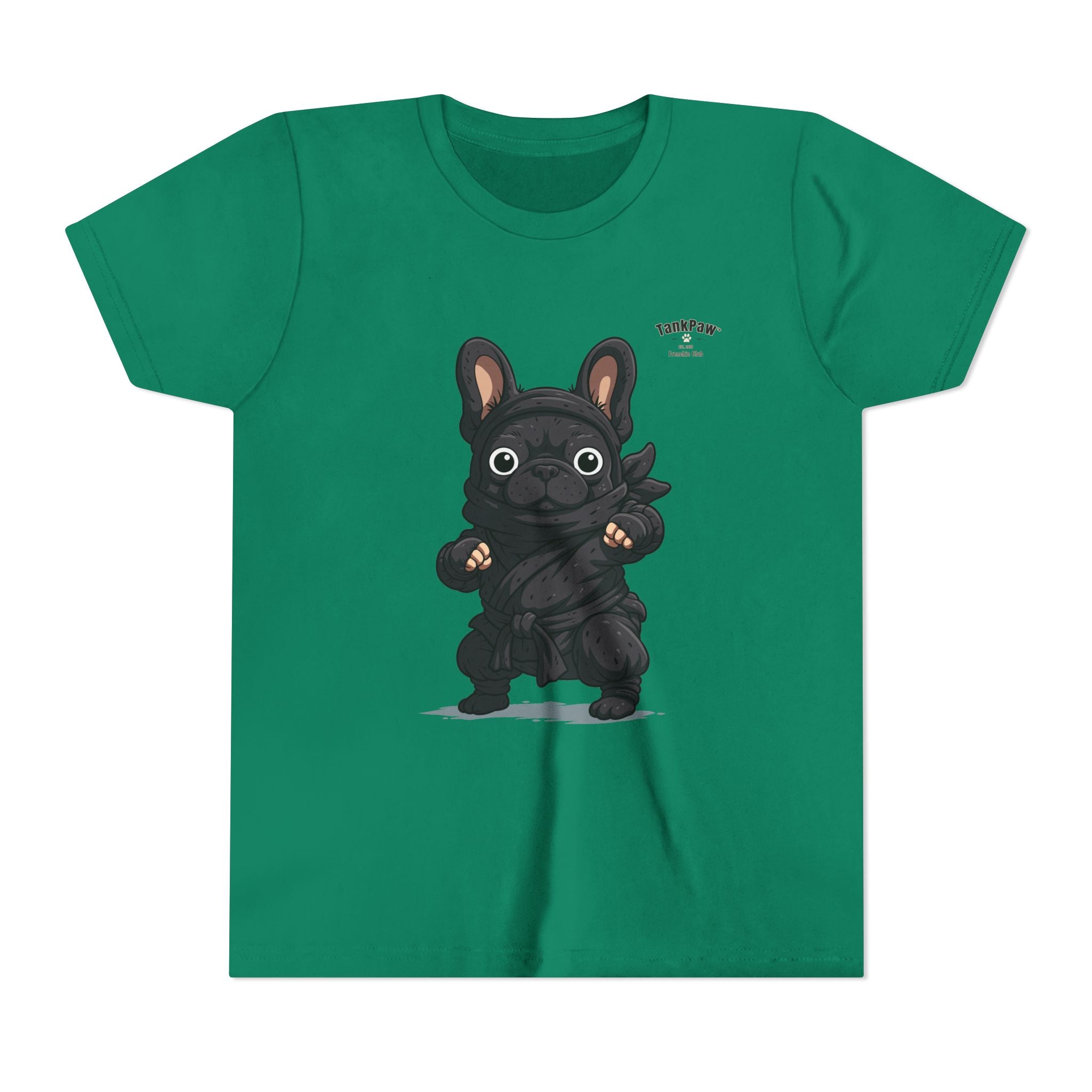 Kids Cute Black French Bulldog Tee – 'TARBUN' Cartoon Pup Youth T-Shirt