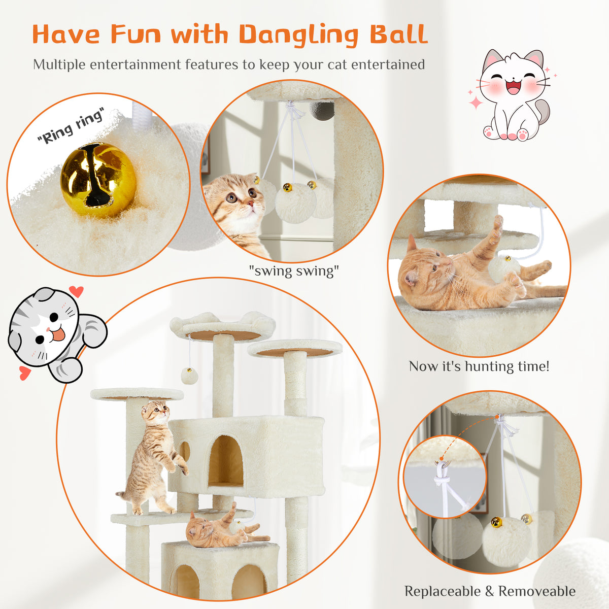 Multi-Level Cat Tree House | Cat Tower with Scratching Posts & Climbing Platform for Indoor Cats