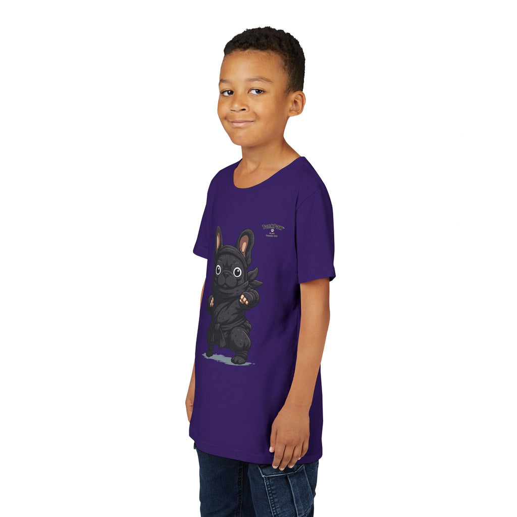 Kids Cute Black French Bulldog Tee – 'TARBUN' Cartoon Pup Youth T-Shirt