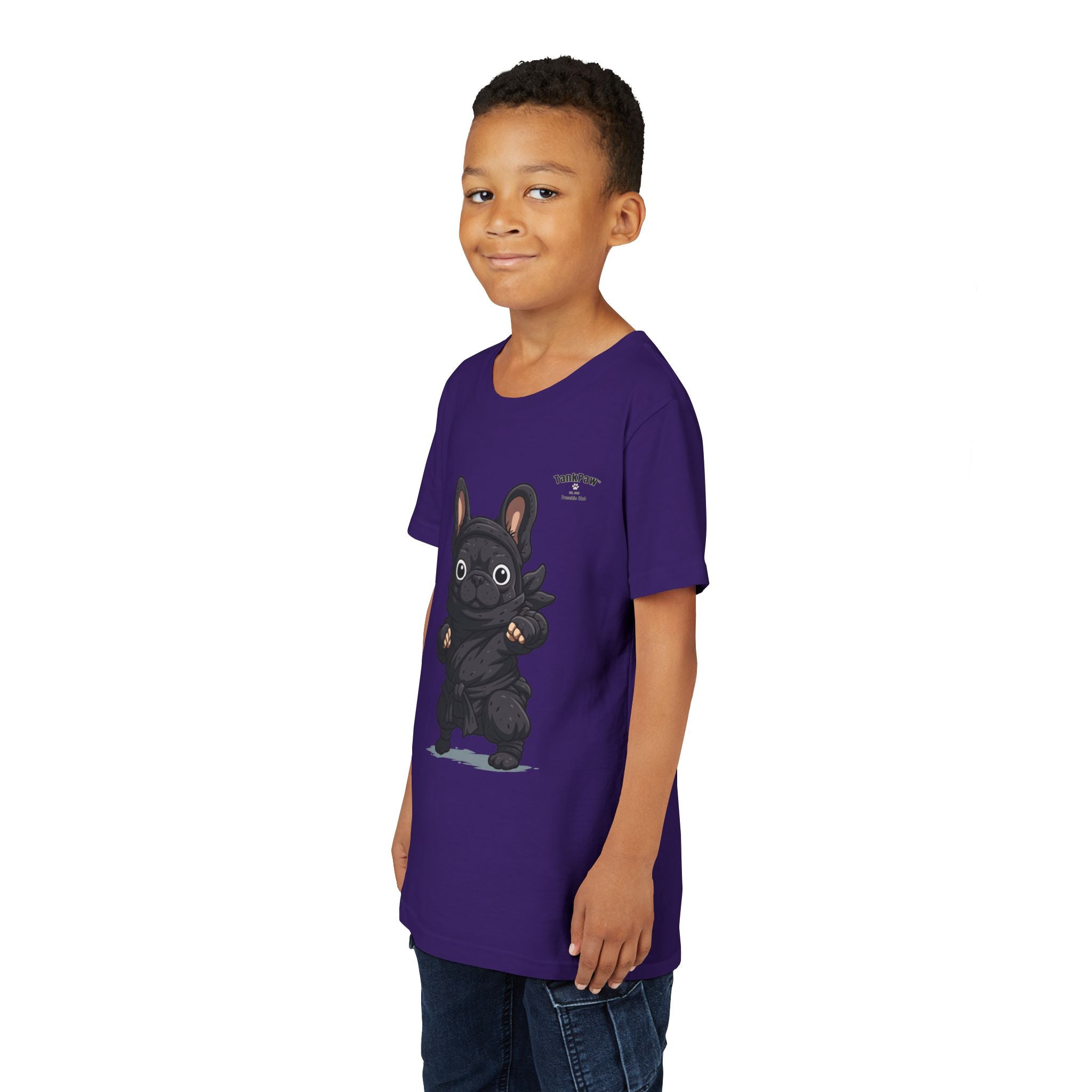 Kids Cute Black French Bulldog Tee – 'TARBUN' Cartoon Pup Youth T-Shirt