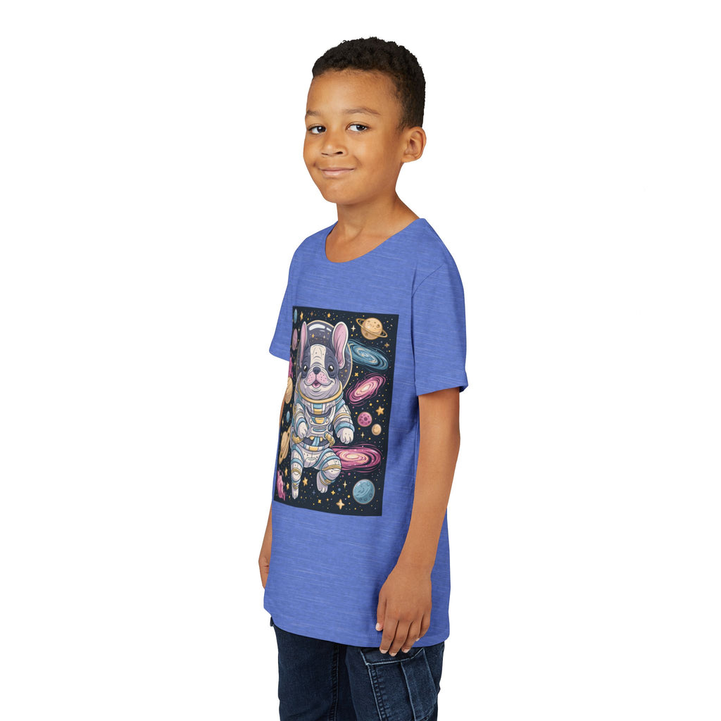 Kids Astronaut French Bulldog Tee — Space Puppy Graphic Youth T‑Shirt