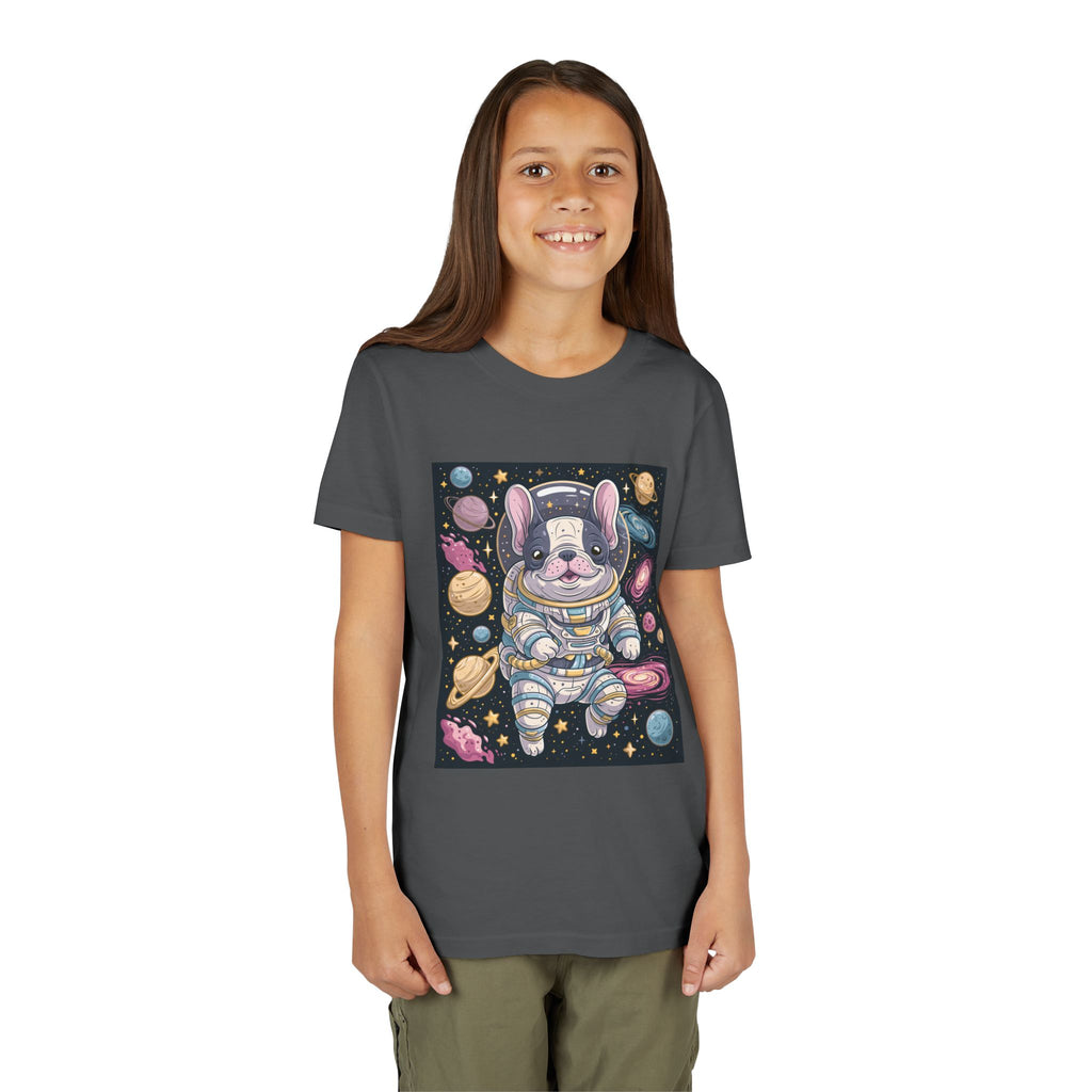 Kids Astronaut French Bulldog Tee — Space Puppy Graphic Youth T‑Shirt