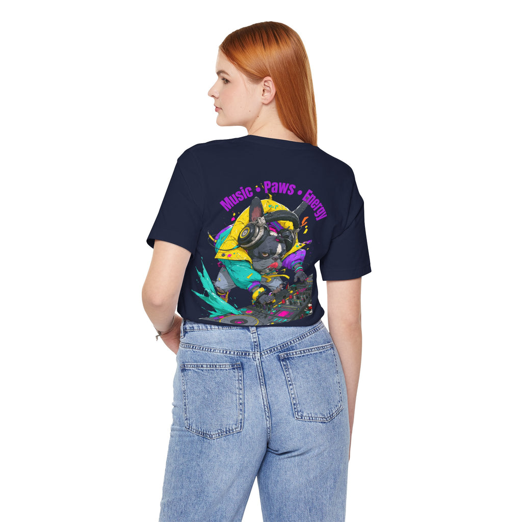 DJ French Bulldog T-Shirt — "Music • Paws • Energy" Graphic Tee