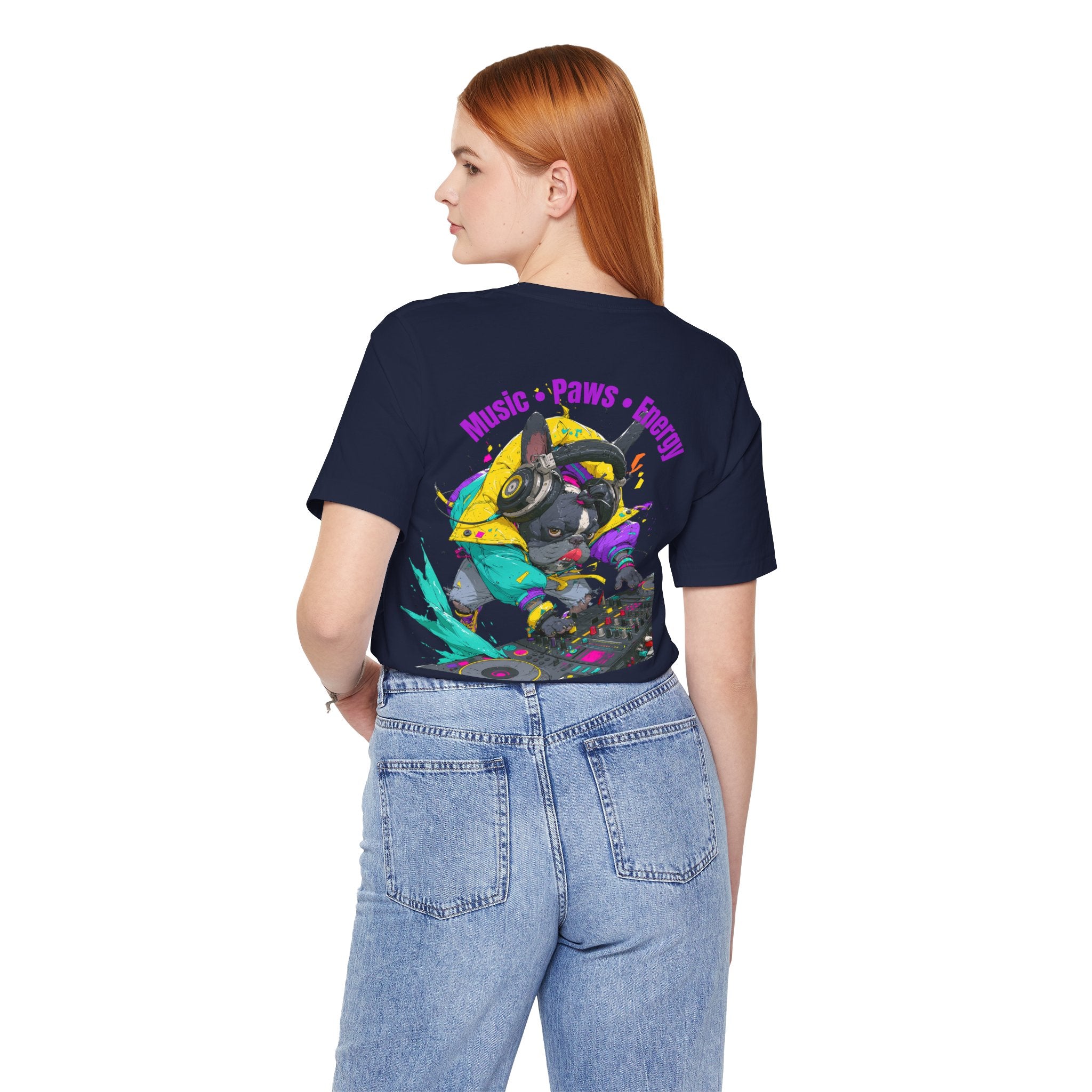 DJ French Bulldog T-Shirt — "Music • Paws • Energy" Graphic Tee