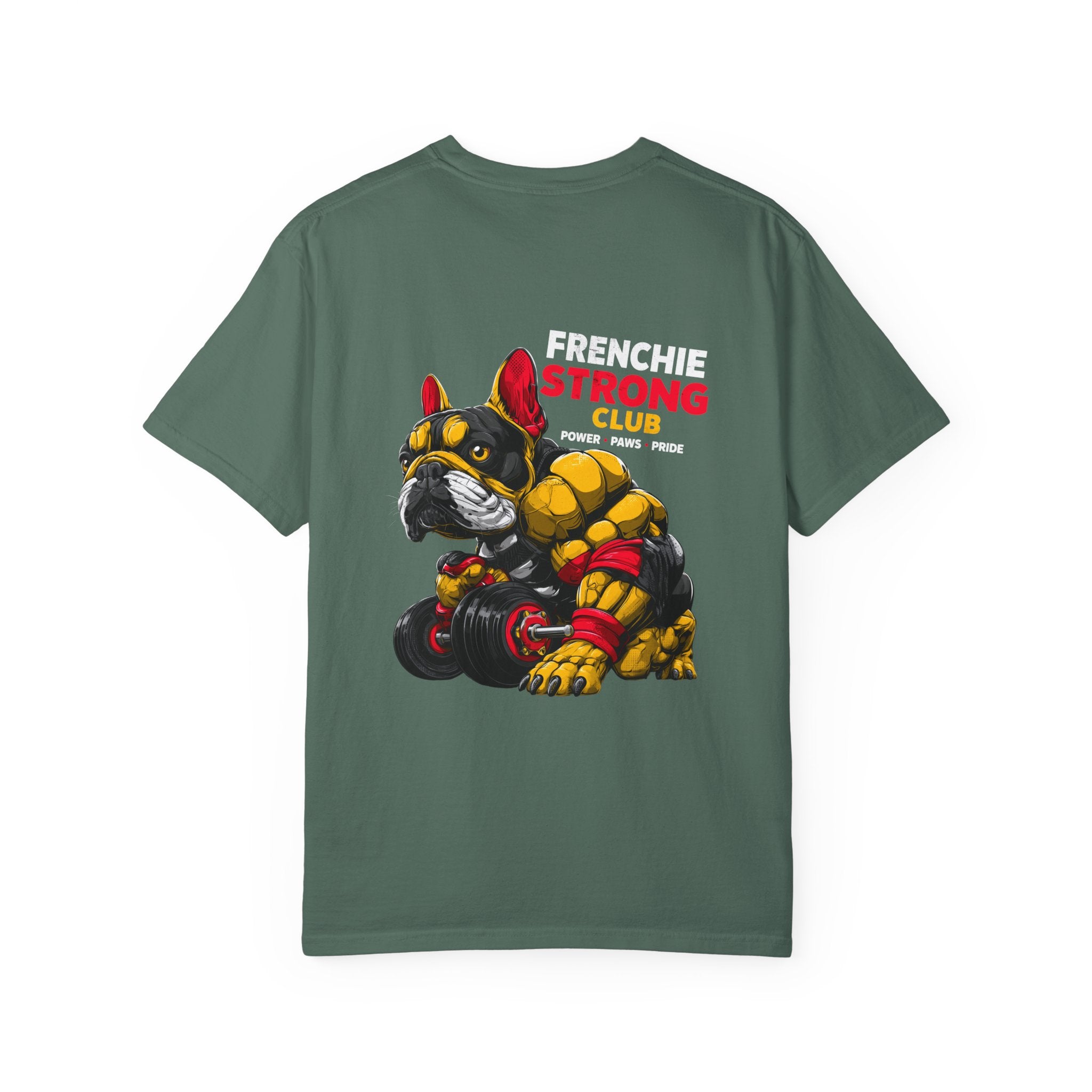 "Frenchie Strong Club" Muscular Dog Pet T-Shirt — Cute Frenchie Weightlifting Graphic Tee