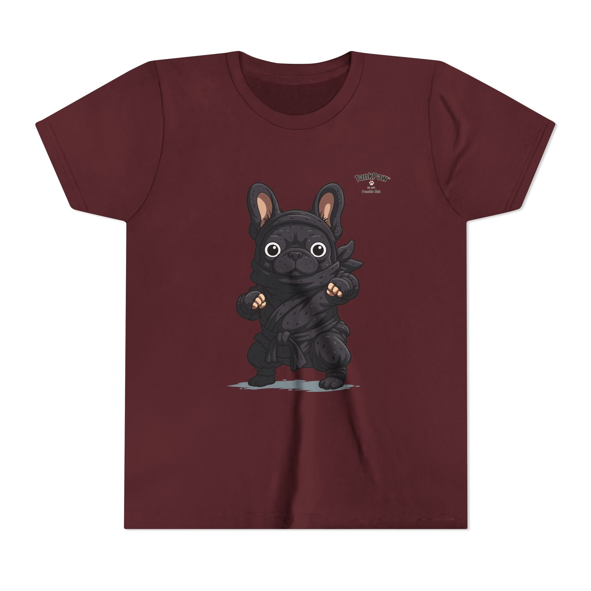 Kids Cute Black French Bulldog Tee – 'TARBUN' Cartoon Pup Youth T-Shirt