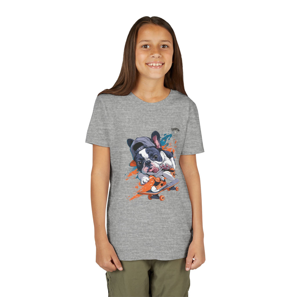 Youth Skateboarding French Bulldog Tee — Cute Skate Pup Graphic Shirt