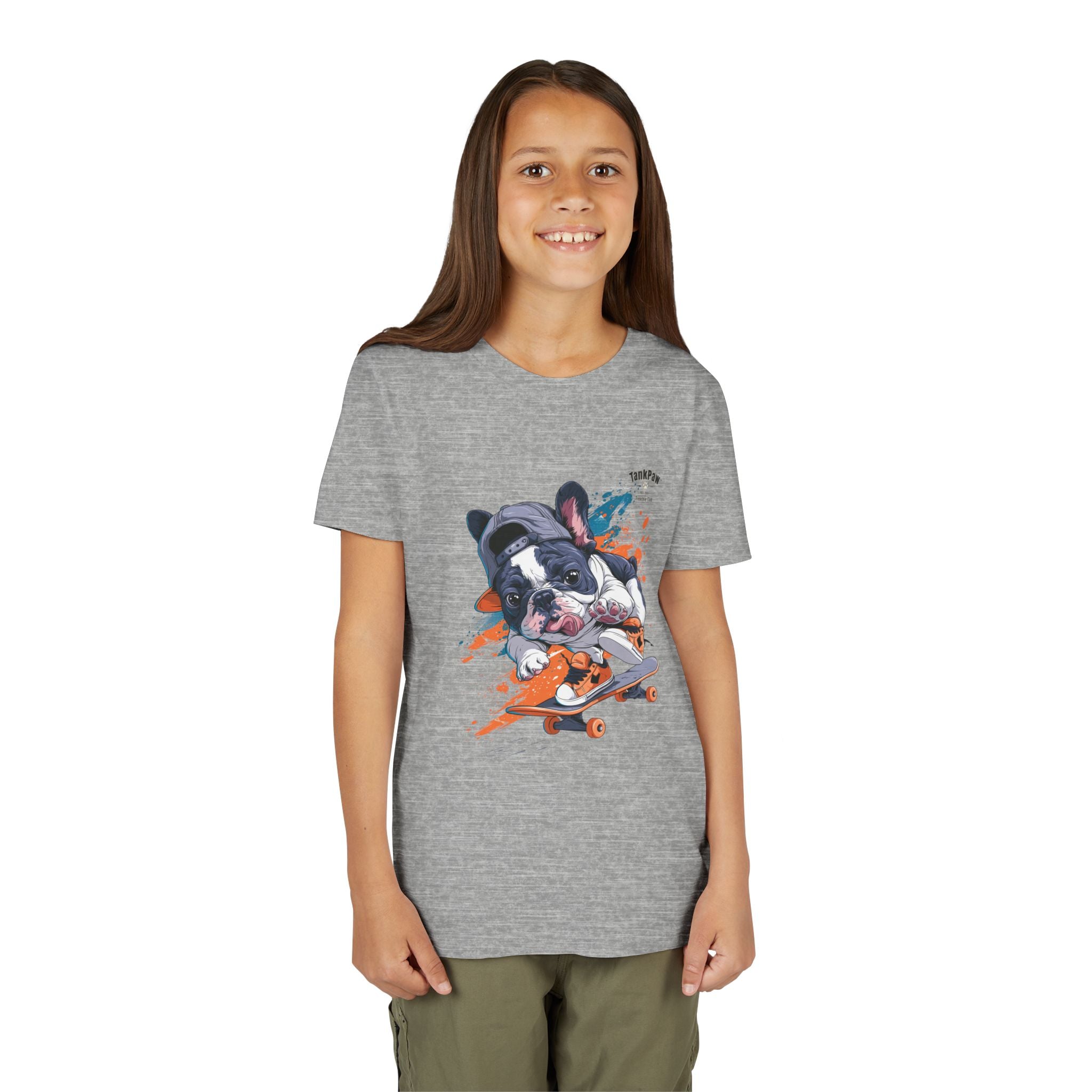 Youth Skateboarding French Bulldog Tee — Cute Skate Pup Graphic Shirt