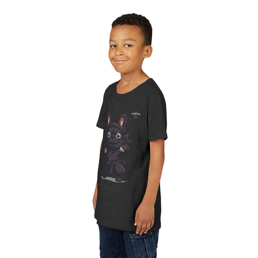 Kids Cute Black French Bulldog Tee – 'TARBUN' Cartoon Pup Youth T-Shirt