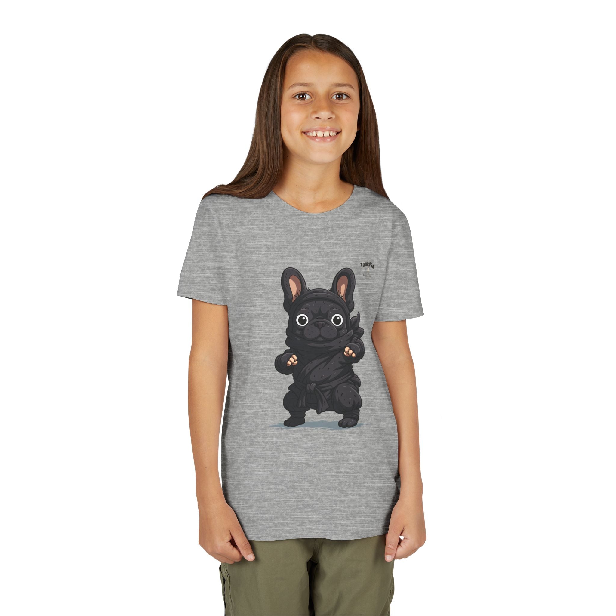 Kids Cute Black French Bulldog Tee – 'TARBUN' Cartoon Pup Youth T-Shirt